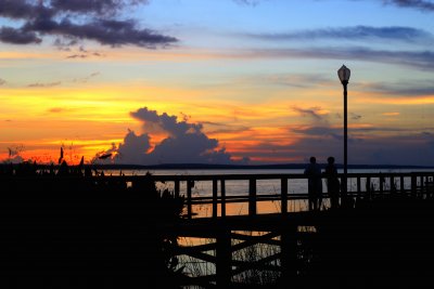 A conversation under the sunset